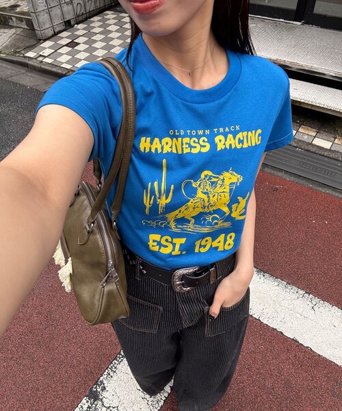 CIAOPANIC(チャオパニック)の「アソート柄コンパクトカラーTee(Tシャツ/カットソー・レディース・ブルー/イエロー/ライム/ホワイト・ONE SIZE)」の4枚目の写真
