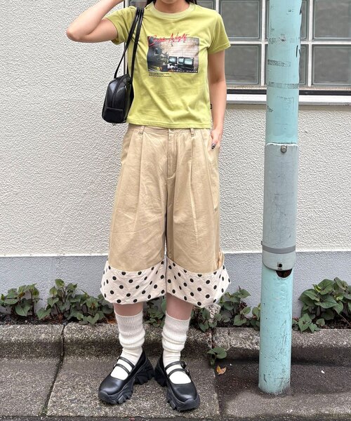 CIAOPANIC(チャオパニック)の「アソート柄コンパクトカラーTee(Tシャツ/カットソー・レディース・ブルー/イエロー/ライム/ホワイト・ONE SIZE)」の7枚目の写真