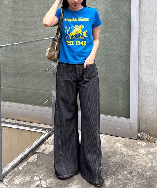 CIAOPANIC(チャオパニック)の「アソート柄コンパクトカラーTee(Tシャツ/カットソー・レディース・ブルー/イエロー/ライム/ホワイト・ONE SIZE)」の8枚目の写真