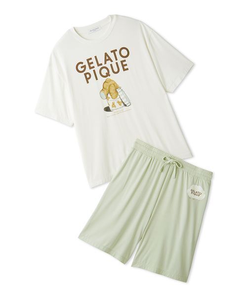 ONLINE限定】【HOMME】【接触冷感】レーヨンジェラートベアプリントT