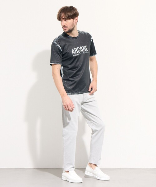 HIDEAWAYS NICOLE(ハイダウェイニコル)の「ハケメ×ロゴ柄半袖Tシャツ(Tシャツ/カットソー・メンズ・ブラック/ホワイト×ネイビー/ネイビー/ホワイト・MEDIUM/LARGE/X-LARGE)」の19枚目の写真