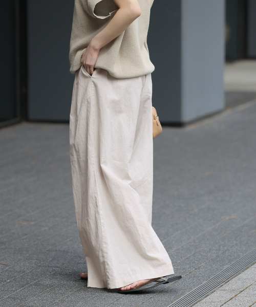 JOURNAL STANDARD relume（ジャーナルスタンダード　レリューム）の「《追加2》リネンコットンワイドギャザーパンツ（その他パンツ・レディース・ブラウン/ネイビー/アイボリー・36/38）」の8枚目の写真