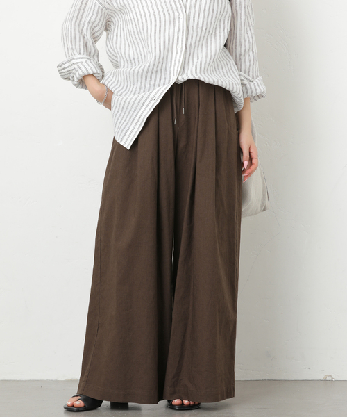 JOURNAL STANDARD relume（ジャーナルスタンダード　レリューム）の「《追加2》リネンコットンワイドギャザーパンツ（その他パンツ・レディース・ブラウン/ネイビー/アイボリー・36/38）」の12枚目の写真