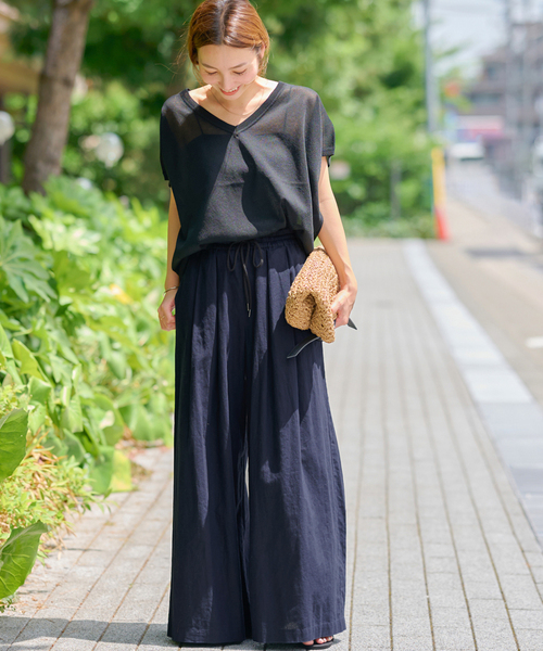 JOURNAL STANDARD relume（ジャーナルスタンダード　レリューム）の「《追加2》リネンコットンワイドギャザーパンツ（その他パンツ・レディース・ブラウン/ネイビー/アイボリー・36/38）」の18枚目の写真