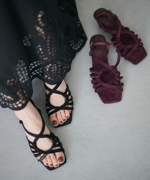 LAULEN(ローレン)の「strappy knot detail sandals / マルチストラップノットディテールサンダル(サンダル・レディース・ブラウン/パープル/ブラック/ライトグリーン・23cm/24cm/24.5cm)」の15枚目の写真