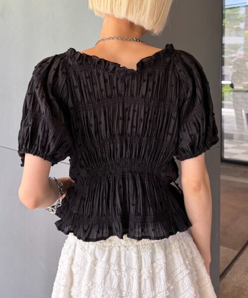 w closet(ダブルクローゼット)の「ドビードットホルターブラウス 夏服(シャツ/ブラウス・レディース・ブラック/オフホワイト/イエロー/ブルー・FREE)」の16枚目の写真