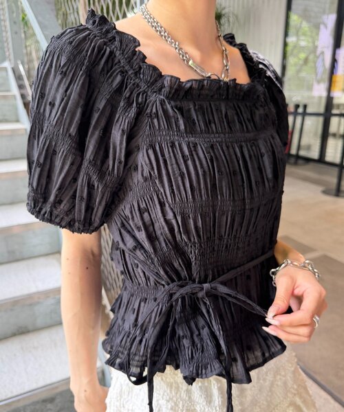 w closet(ダブルクローゼット)の「ドビードットホルターブラウス 夏服(シャツ/ブラウス・レディース・ブラック/オフホワイト/イエロー/ブルー・FREE)」の22枚目の写真