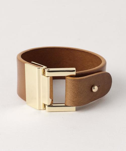 green label relaxing（グリーンレーベルリラクシング）の「KC レザーギボシ/ブレスレット◆（ブレスレット・レディース・ブラック/ブラウン/ベージュ/ライトグレー/ダークブラウン・FREE）」の5枚目の写真