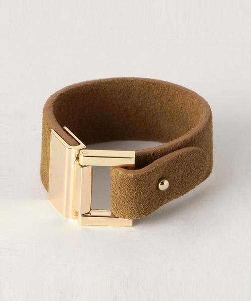 green label relaxing（グリーンレーベルリラクシング）の「KC レザーギボシ/ブレスレット◆（ブレスレット・レディース・ブラック/ブラウン/ベージュ/ライトグレー/ダークブラウン・FREE）」の4枚目の写真