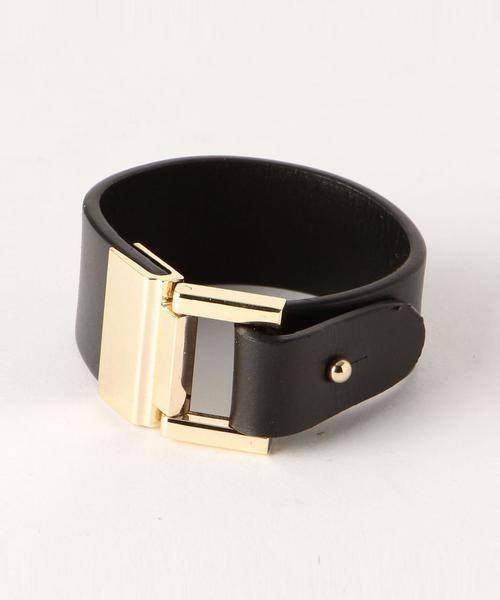 green label relaxing（グリーンレーベルリラクシング）の「KC レザーギボシ/ブレスレット◆（ブレスレット・レディース・ブラック/ブラウン/ベージュ/ライトグレー/ダークブラウン・FREE）」の2枚目の写真