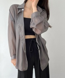 シフォン 長袖シャツ