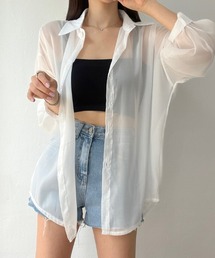 シフォン 長袖シャツ