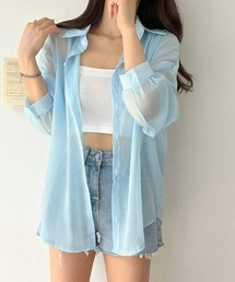シフォン 長袖シャツ