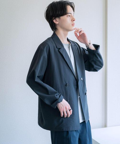 SENSE OF PLACE by URBAN RESEARCH(センスオブプレイスバイアーバンリサーチ)の「シアサッカーダブルジャケット(その他アウター・メンズ・ネイビー/ブラック・LARGE/MEDIUM)」の3枚目の写真
