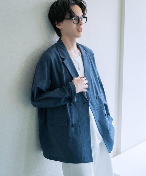 SENSE OF PLACE by URBAN RESEARCH(センスオブプレイスバイアーバンリサーチ)の「シアサッカーダブルジャケット(その他アウター・メンズ・ネイビー/ブラック・LARGE/MEDIUM)」の15枚目の写真