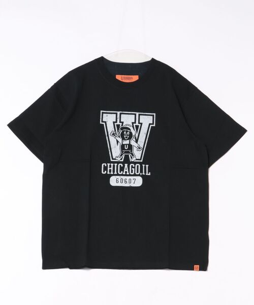UNIVERSAL OVERALL(ユニバーサルオーバーオール)の「【72】【it】【UNIVERSAL OVERALL】College windyJ PT T(Tシャツ/カットソー・メンズ・ネイビー/オートミール/ブラック・LARGE/X-LARGE/XX-LARGE/MEDIUM)」の1枚目の写真