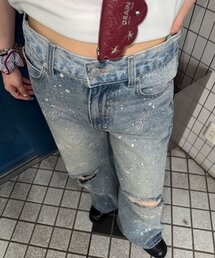 CIAOPANIC | ダメージラインストーンワイドストレートデニム(デニムパンツ)