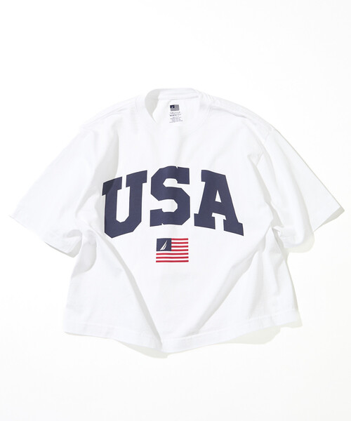 NAUTICA(ノーティカ)の「NAUTICA/ノーティカ Made in U.S.A ヘビーウェイト オーバーサイズ クルーネック プリントTシャツ type 5(Tシャツ/カットソー・メンズ・ホワイト/ネイビー・MEDIUM/LARGE/X-LARGE/XX-LARGE)」の2枚目の写真