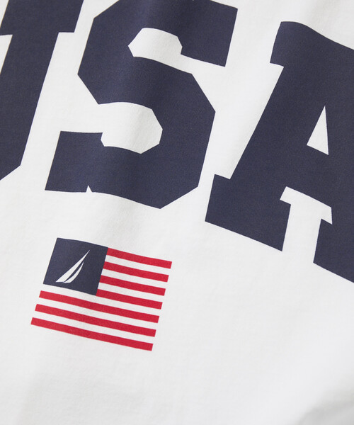 NAUTICA(ノーティカ)の「NAUTICA/ノーティカ Made in U.S.A ヘビーウェイト オーバーサイズ クルーネック プリントTシャツ type 5(Tシャツ/カットソー・メンズ・ホワイト/ネイビー・MEDIUM/LARGE/X-LARGE/XX-LARGE)」の4枚目の写真