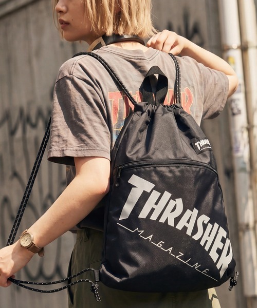 THRASHER(スラッシャー)の「【THRASHER/スラッシャー】ロゴプリント フロントポケット ナップサック(バックパック/リュック・メンズ・ブラック系その他2/ブラック系その他/ブラック系その他5/ブラック系その他4・FREE)」の5枚目の写真