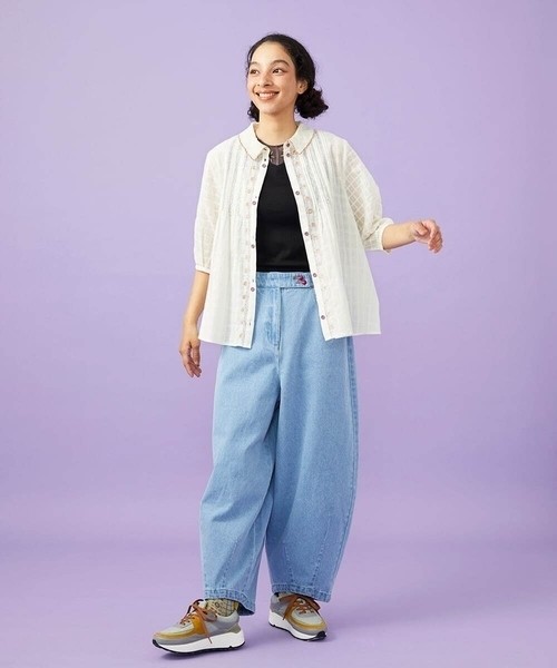 Jocomomola(ホコモモラ)の「Una escalera de colores 襟付きブラウス(シャツ/ブラウス・レディース・アイボリー/ブルー・40)」の13枚目の写真