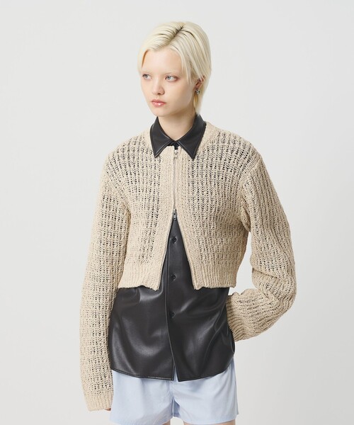 H BEAUTY&YOUTH UNITED ARROWS(エイチビューティーアンドユースユナイテッドアローズ)の「<H>ローゲージ ジップカーディガン(カーディガン/ボレロ・レディース・ナチュラル/ブラック・FREE)」の10枚目の写真