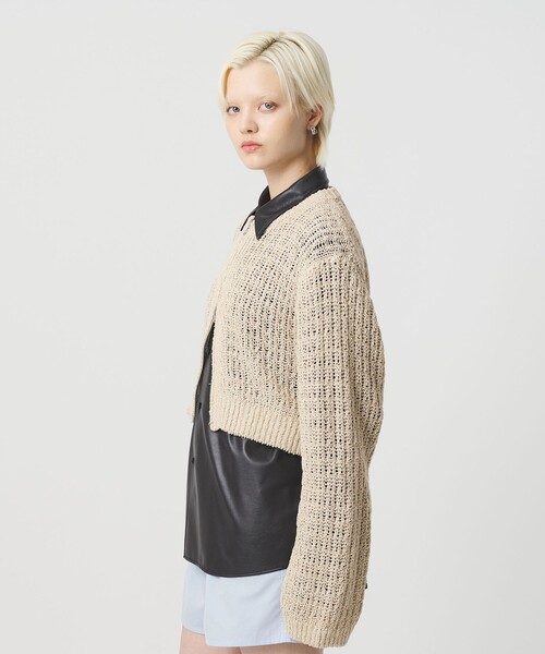H BEAUTY&YOUTH UNITED ARROWS(エイチビューティーアンドユースユナイテッドアローズ)の「<H>ローゲージ ジップカーディガン(カーディガン/ボレロ・レディース・ナチュラル/ブラック・FREE)」の9枚目の写真
