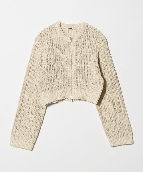 H BEAUTY&YOUTH UNITED ARROWS(エイチビューティーアンドユースユナイテッドアローズ)の「<H>ローゲージ ジップカーディガン(カーディガン/ボレロ・レディース・ナチュラル/ブラック・FREE)」の4枚目の写真