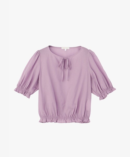 To b. by agnes b.（トゥービーバイアニエスベー）の「コットン シフォン パフィー 半袖 ブラウス（シャツ/ブラウス・レディース・パープル系その他・40/38/36）」の2枚目の写真
