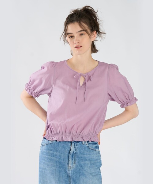 To b. by agnes b.（トゥービーバイアニエスベー）の「コットン シフォン パフィー 半袖 ブラウス（シャツ/ブラウス・レディース・パープル系その他・40/38/36）」の3枚目の写真