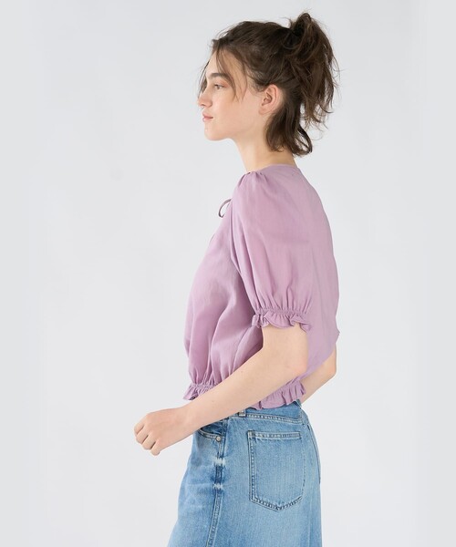 To b. by agnes b.（トゥービーバイアニエスベー）の「コットン シフォン パフィー 半袖 ブラウス（シャツ/ブラウス・レディース・パープル系その他・40/38/36）」の4枚目の写真