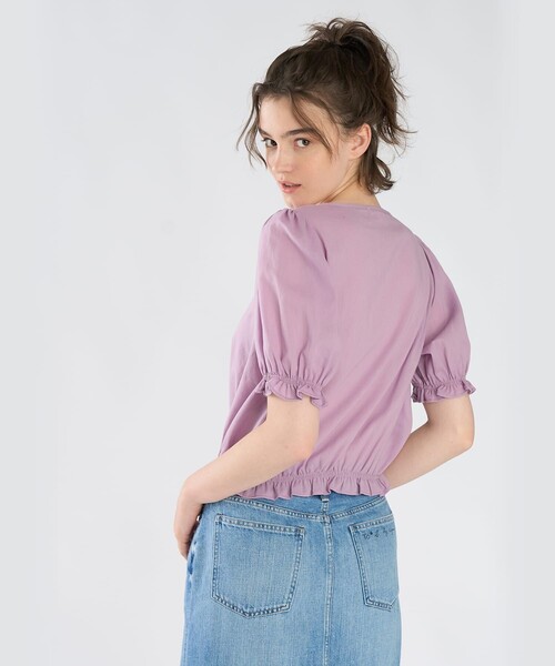 To b. by agnes b.（トゥービーバイアニエスベー）の「コットン シフォン パフィー 半袖 ブラウス（シャツ/ブラウス・レディース・パープル系その他・40/38/36）」の5枚目の写真