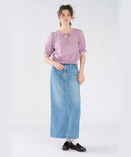 To b. by agnes b.（トゥービーバイアニエスベー）の「コットン シフォン パフィー 半袖 ブラウス（シャツ/ブラウス・レディース・パープル系その他・40/38/36）」の7枚目の写真