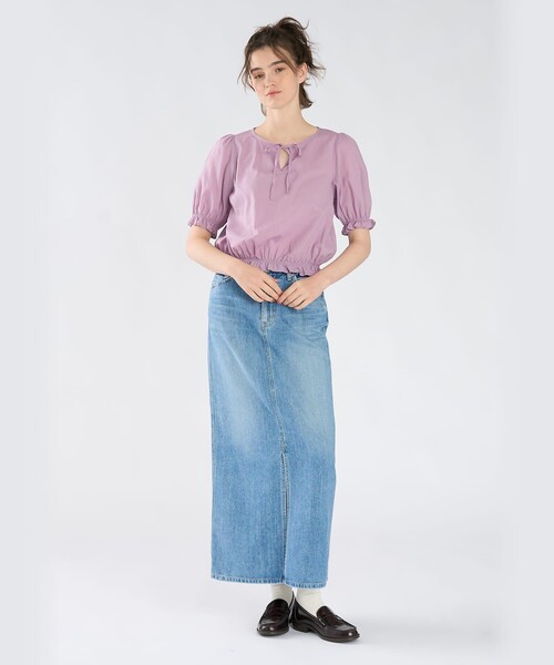 To b. by agnes b.（トゥービーバイアニエスベー）の「コットン シフォン パフィー 半袖 ブラウス（シャツ/ブラウス・レディース・パープル系その他・40/38/36）」の8枚目の写真