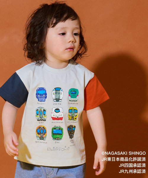 kladskap（クレードスコープ）の「正面電車クレイジーカラー半袖Tシャツ（Tシャツ/カットソー・キッズ・ライトグレー/ネイビー・110cm/100cm/90cm/120cm/130cm）」の2枚目の写真