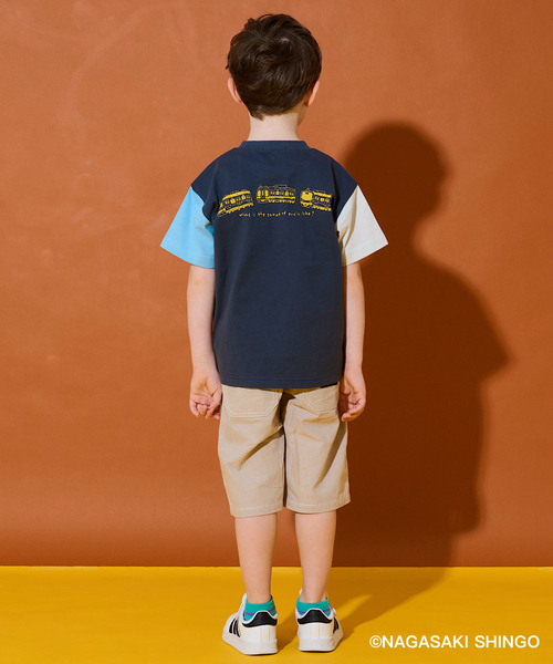 kladskap（クレードスコープ）の「正面電車クレイジーカラー半袖Tシャツ（Tシャツ/カットソー・キッズ・ライトグレー/ネイビー・110cm/100cm/90cm/120cm/130cm）」の21枚目の写真