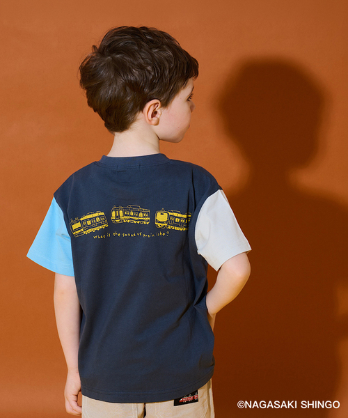 kladskap（クレードスコープ）の「正面電車クレイジーカラー半袖Tシャツ（Tシャツ/カットソー・キッズ・ライトグレー/ネイビー・110cm/100cm/90cm/120cm/130cm）」の22枚目の写真