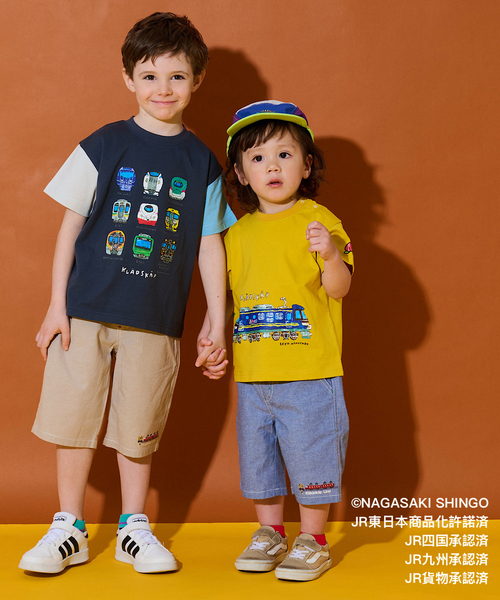 kladskap（クレードスコープ）の「正面電車クレイジーカラー半袖Tシャツ（Tシャツ/カットソー・キッズ・ライトグレー/ネイビー・110cm/100cm/90cm/120cm/130cm）」の3枚目の写真