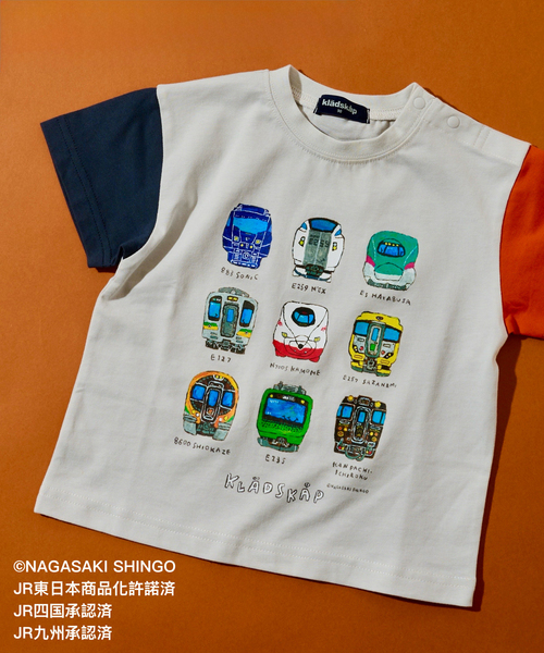 kladskap（クレードスコープ）の「正面電車クレイジーカラー半袖Tシャツ（Tシャツ/カットソー・キッズ・ライトグレー/ネイビー・110cm/100cm/90cm/120cm/130cm）」の7枚目の写真