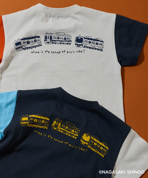 kladskap（クレードスコープ）の「正面電車クレイジーカラー半袖Tシャツ（Tシャツ/カットソー・キッズ・ライトグレー/ネイビー・110cm/100cm/90cm/120cm/130cm）」の8枚目の写真