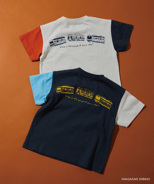 kladskap（クレードスコープ）の「正面電車クレイジーカラー半袖Tシャツ（Tシャツ/カットソー・キッズ・ライトグレー/ネイビー・110cm/100cm/90cm/120cm/130cm）」の9枚目の写真