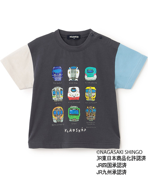 kladskap（クレードスコープ）の「正面電車クレイジーカラー半袖Tシャツ（Tシャツ/カットソー・キッズ・ライトグレー/ネイビー・110cm/100cm/90cm/120cm/130cm）」の10枚目の写真