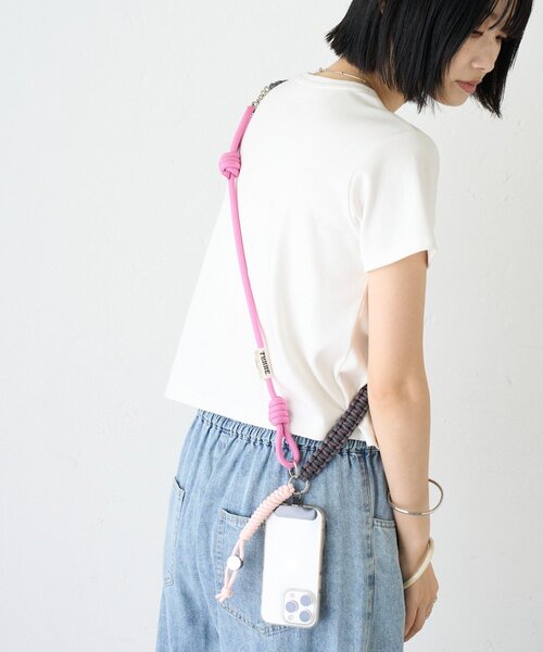 CIAOPANIC TYPY(チャオパニックティピー)の「:【TYNNE.】携帯ショルダー/ボトルホルダーマルチウェイショルダーストラップ(スマホグッズ・レディース・カーキ/サックスブルー/ピンク/ブラック/ホワイト/ベージュ/パープル/ネイビー・ONE SIZE)」の8枚目の写真