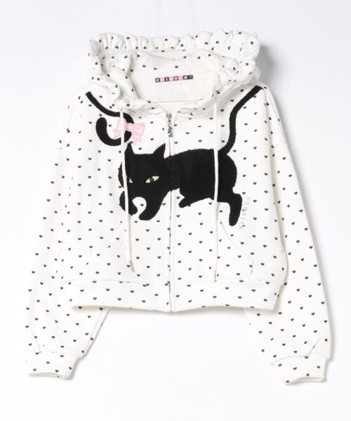 L.H.P(エルエイチピー)の「CFIERCE/フィアス/CAT POLKA DOT ZIPUP HOODIE(パーカー・レディース・グレー/ホワイト・S/M)」の6枚目の写真