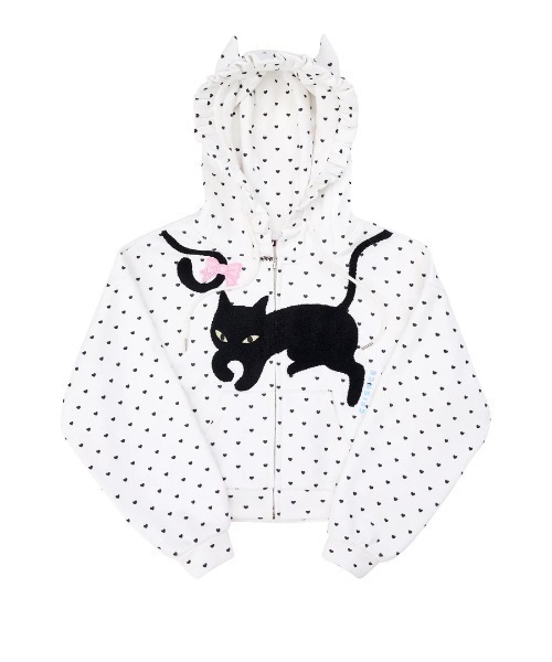 L.H.P(エルエイチピー)の「CFIERCE/フィアス/CAT POLKA DOT ZIPUP HOODIE(パーカー・レディース・グレー/ホワイト・S/M)」の3枚目の写真
