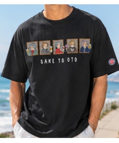 Sakka（サッカ）の「SAKE TO OTO グラフィックTEE　YOIDORE/酔いどれ（Tシャツ/カットソー・メンズ・ブラック/ホワイト・LARGE/MEDIUM）」の4枚目の写真