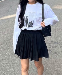 ニュースペーパーデザインロンT/長袖Tシャツ(hsyd)