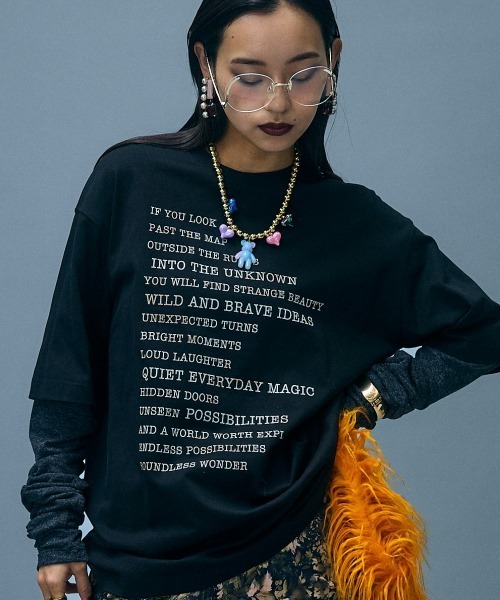 GEVS.(ジェイヴィス)の「フェイクレイヤードTシャツ<大きいサイズ有>GEVS.(Tシャツ/カットソー・レディース・チャコール/ブラック・M/5L/L/LL/3L/4L)」の1枚目の写真