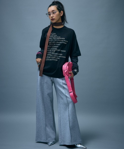 GEVS.(ジェイヴィス)の「フェイクレイヤードTシャツ<大きいサイズ有>GEVS.(Tシャツ/カットソー・レディース・チャコール/ブラック・M/5L/L/LL/3L/4L)」の9枚目の写真