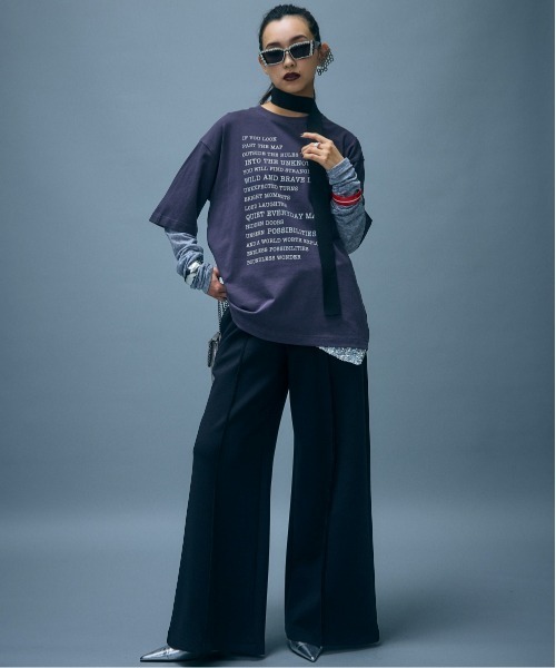 GEVS.(ジェイヴィス)の「フェイクレイヤードTシャツ<大きいサイズ有>GEVS.(Tシャツ/カットソー・レディース・チャコール/ブラック・M/5L/L/LL/3L/4L)」の11枚目の写真